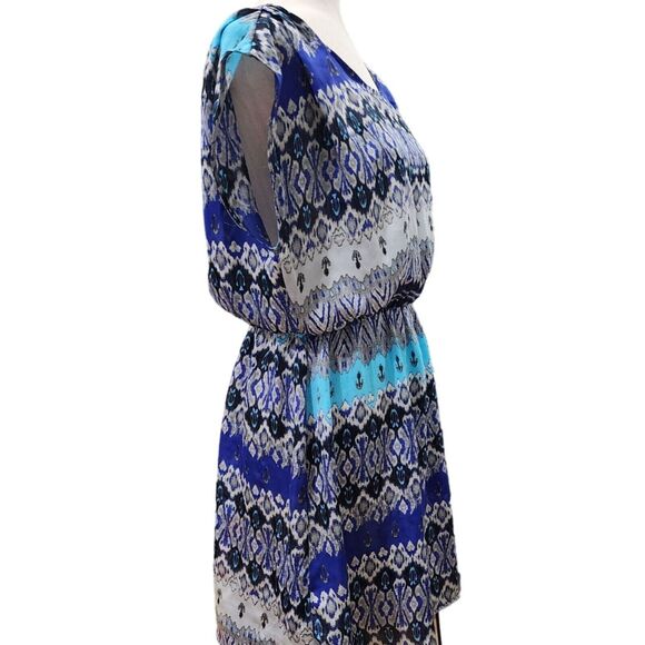 Forever 21 Bohemian Sleeveless Dress Elastic Waist Blue Print Size L Made in USA - Picture 7 of 10